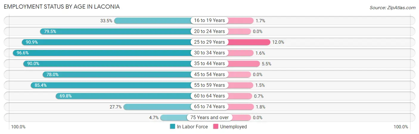 Employment Status by Age in Laconia
