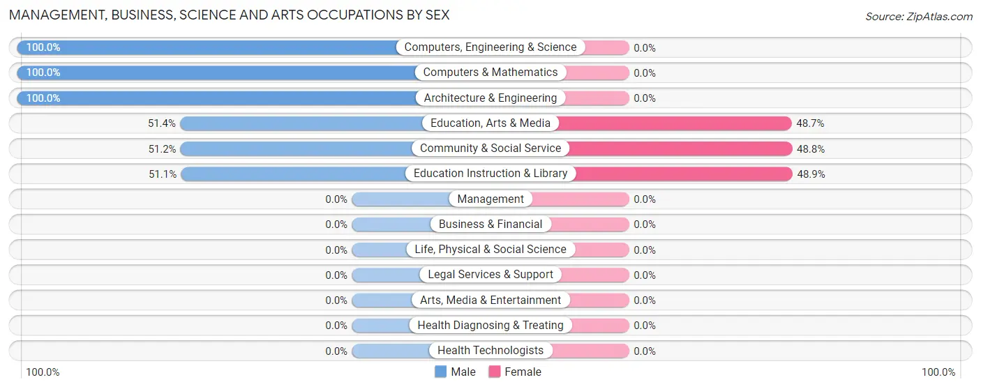 Management, Business, Science and Arts Occupations by Sex in Loudon
