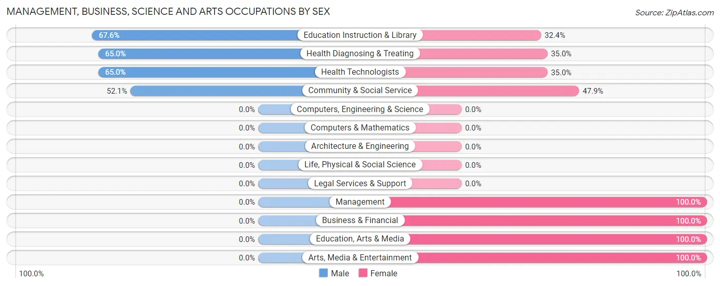 Management, Business, Science and Arts Occupations by Sex in New London