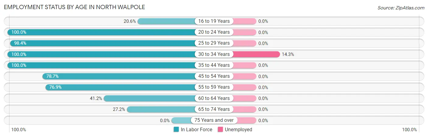 Employment Status by Age in North Walpole