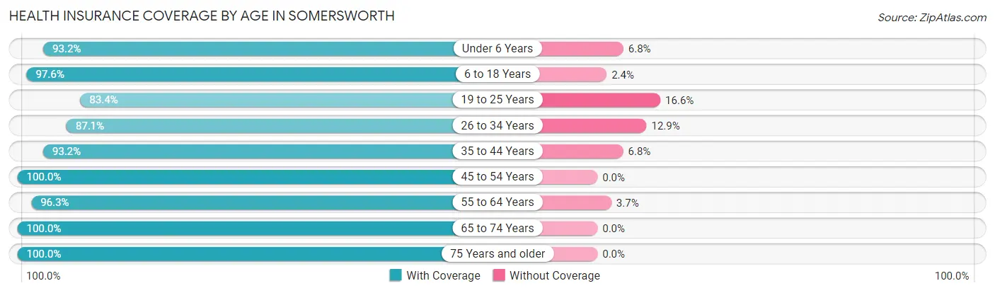 Health Insurance Coverage by Age in Somersworth