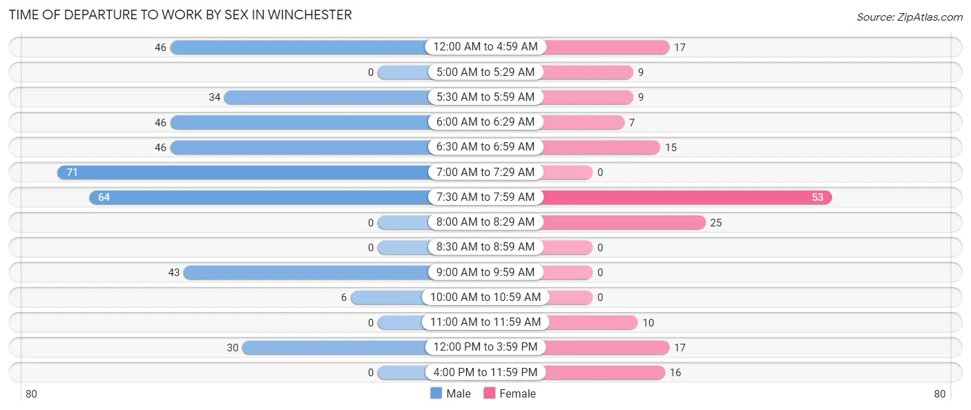 Time of Departure to Work by Sex in Winchester