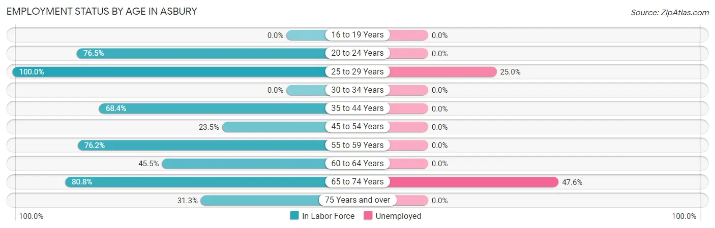 Employment Status by Age in Asbury