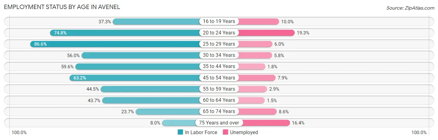 Employment Status by Age in Avenel