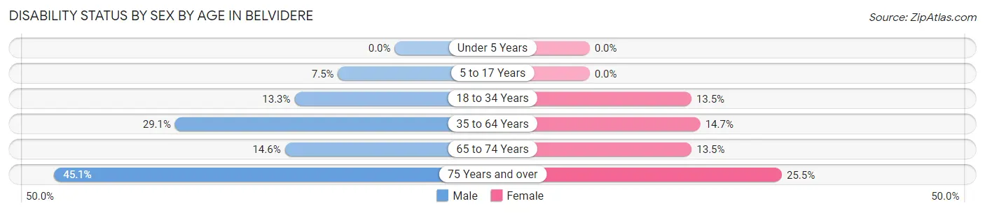 Disability Status by Sex by Age in Belvidere