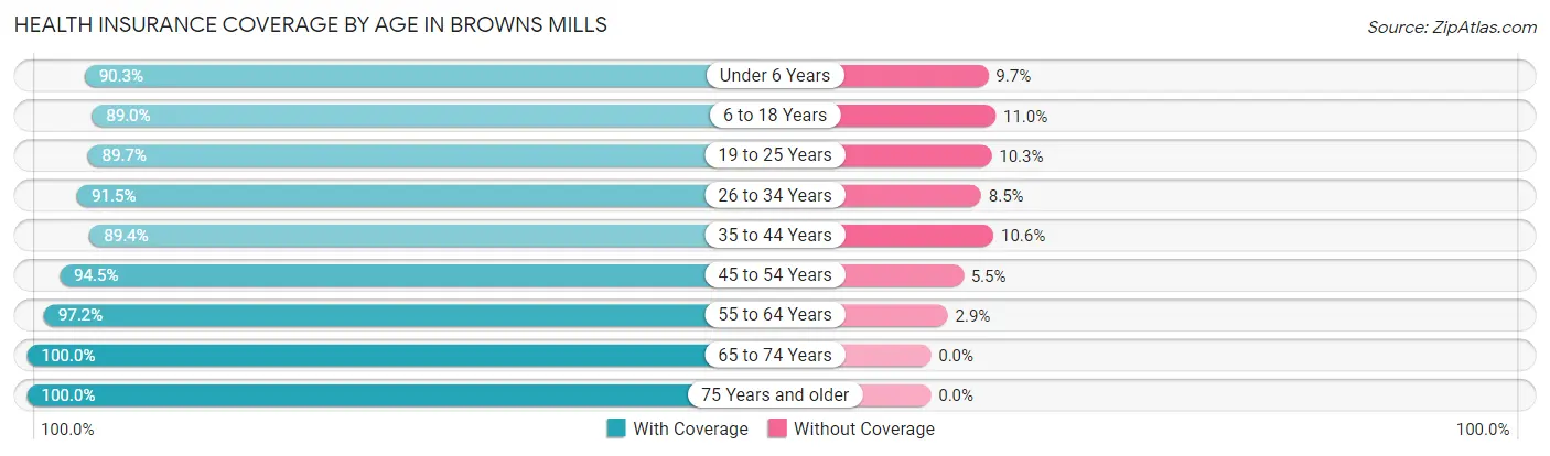 Health Insurance Coverage by Age in Browns Mills