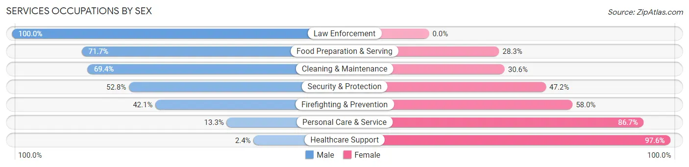Services Occupations by Sex in Browns Mills