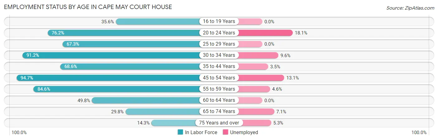 Employment Status by Age in Cape May Court House