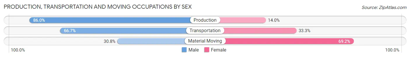 Production, Transportation and Moving Occupations by Sex in Cape May Court House