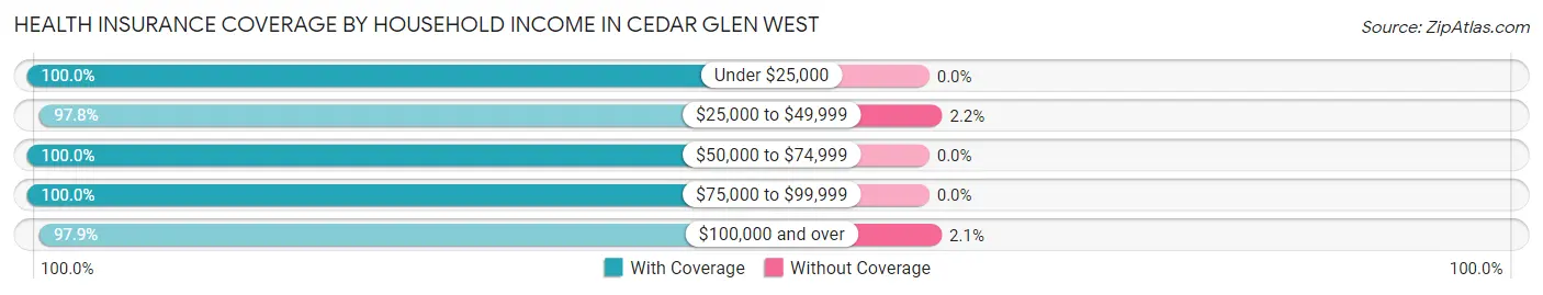 Health Insurance Coverage by Household Income in Cedar Glen West