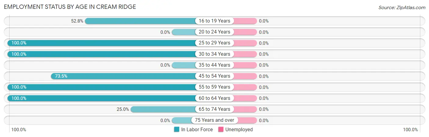 Employment Status by Age in Cream Ridge