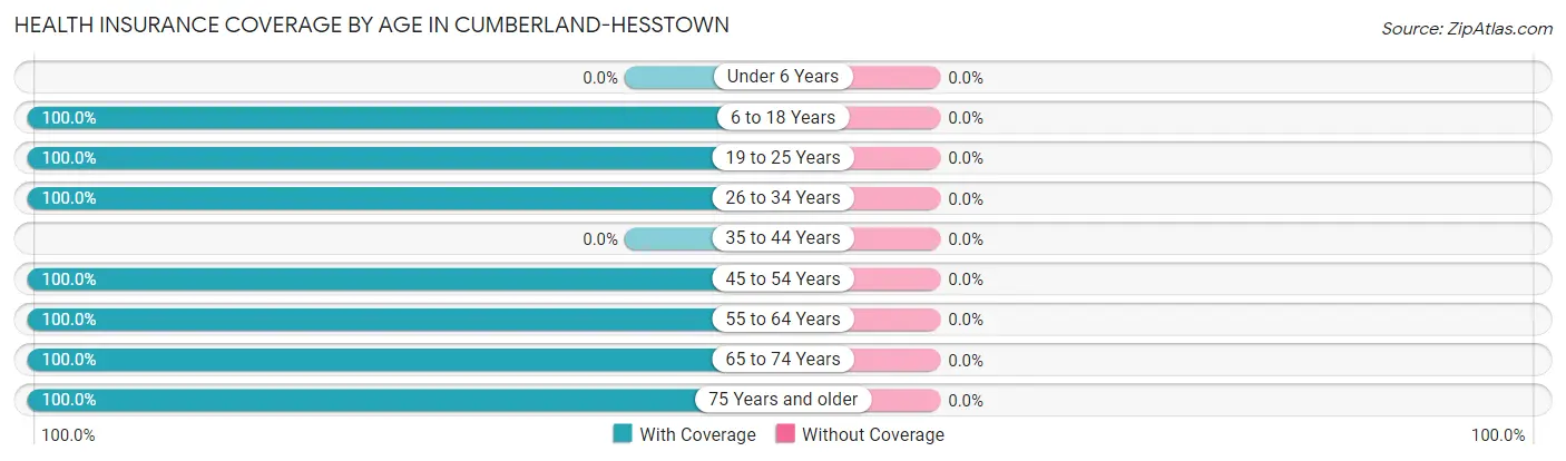 Health Insurance Coverage by Age in Cumberland-Hesstown