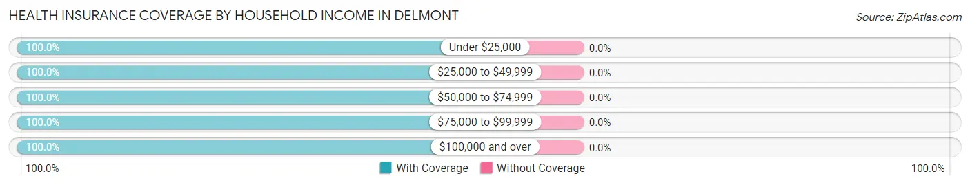 Health Insurance Coverage by Household Income in Delmont