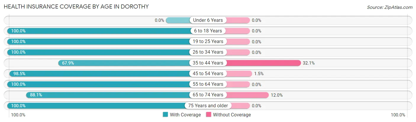Health Insurance Coverage by Age in Dorothy