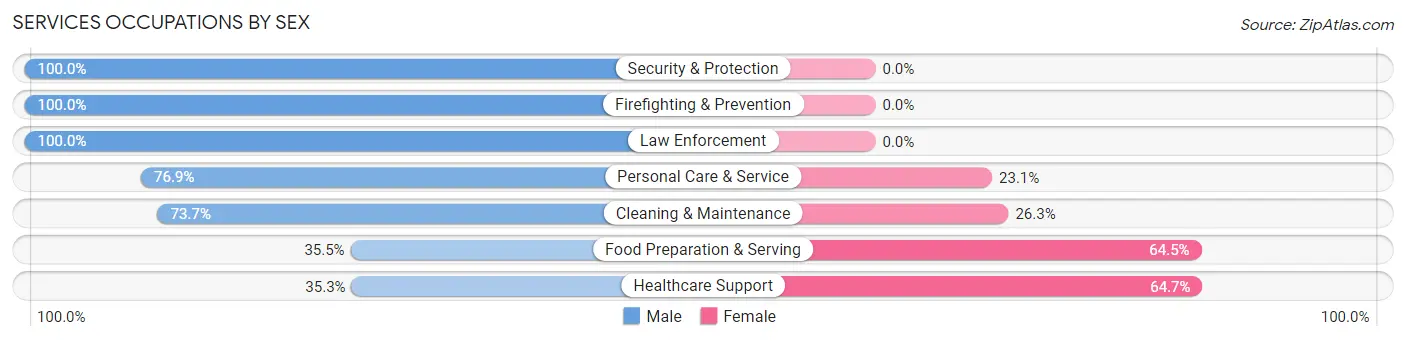 Services Occupations by Sex in Estell Manor