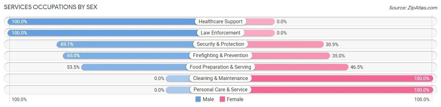 Services Occupations by Sex in Fairview