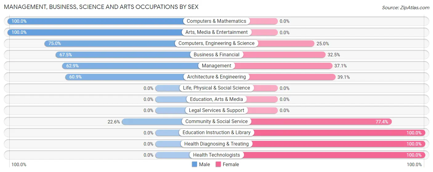 Management, Business, Science and Arts Occupations by Sex in Flagtown