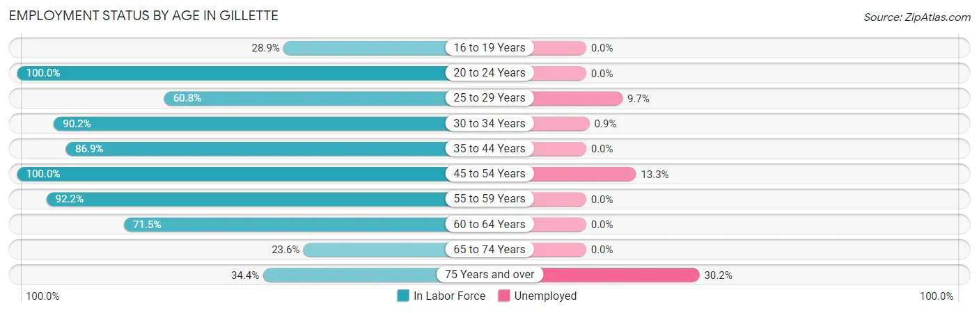Employment Status by Age in Gillette