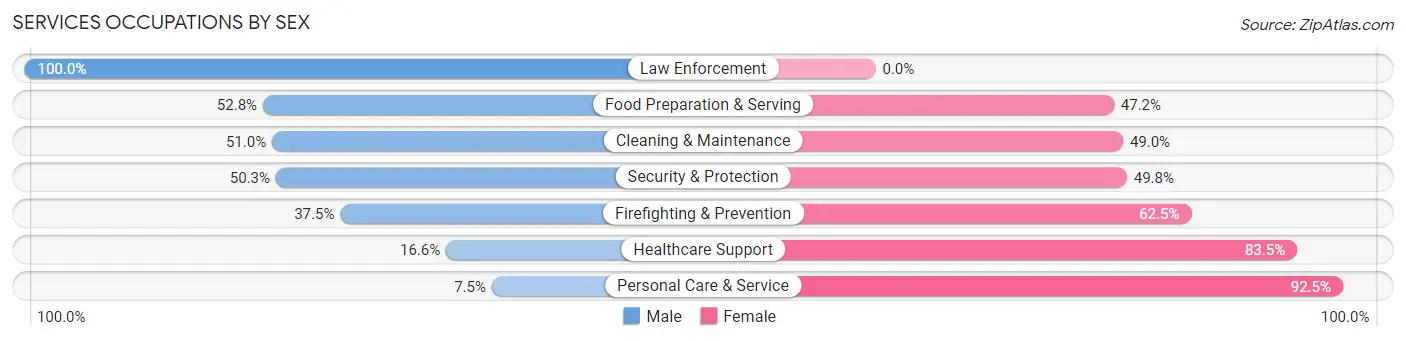 Services Occupations by Sex in Gloucester City