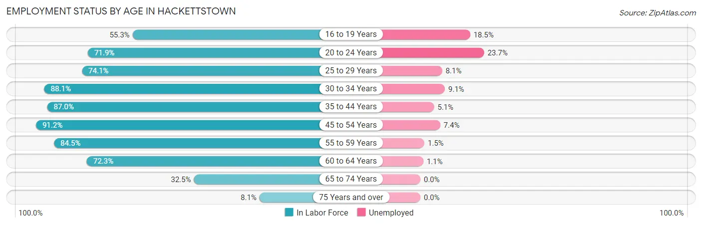 Employment Status by Age in Hackettstown