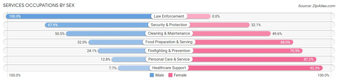 Services Occupations by Sex in Hackettstown
