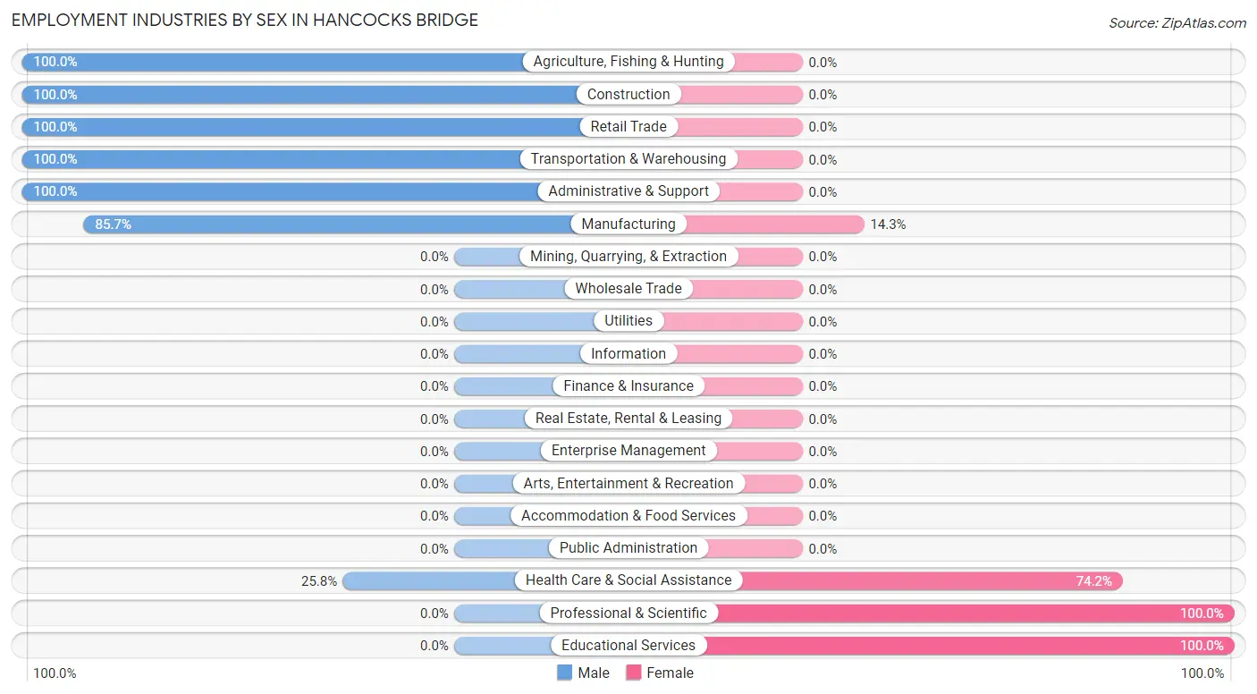 Employment Industries by Sex in Hancocks Bridge