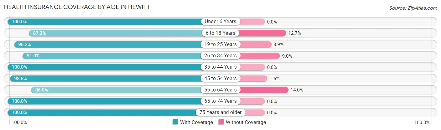 Health Insurance Coverage by Age in Hewitt