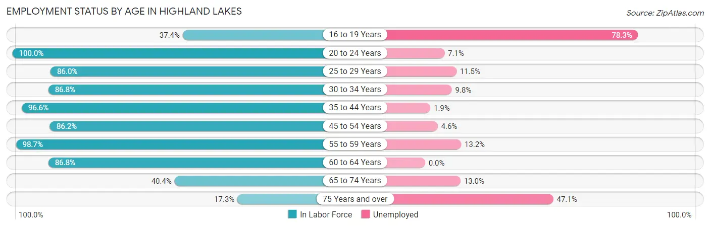 Employment Status by Age in Highland Lakes