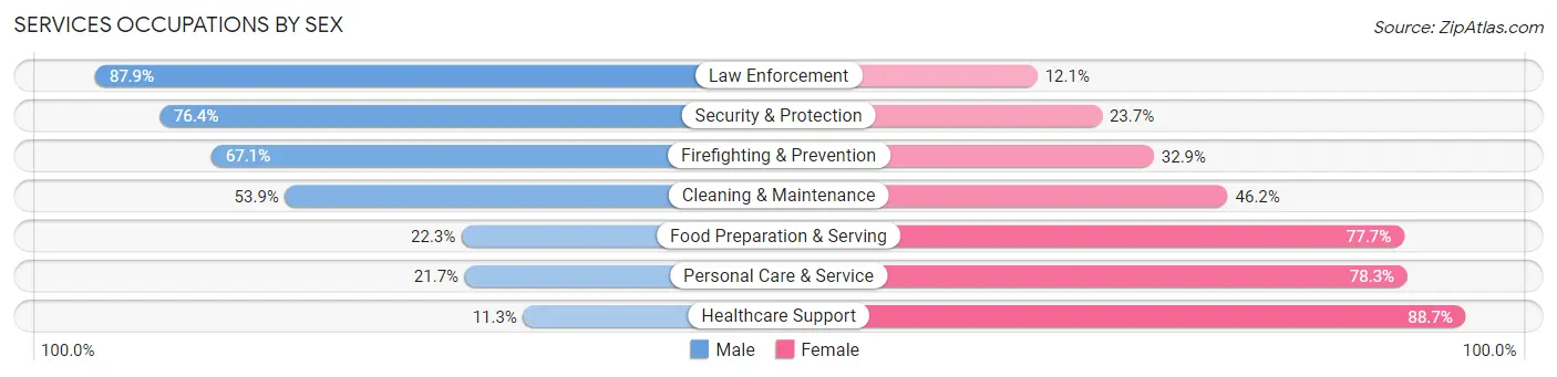 Services Occupations by Sex in Iselin