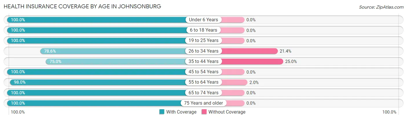 Health Insurance Coverage by Age in Johnsonburg