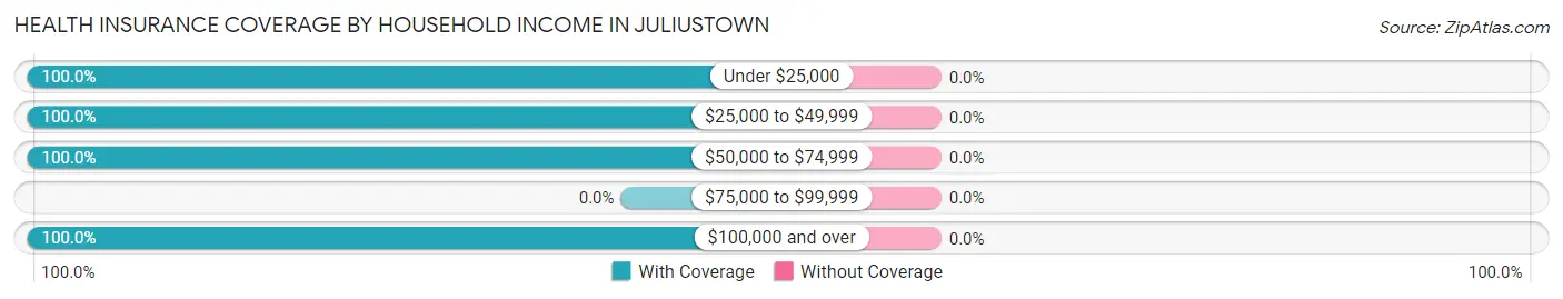 Health Insurance Coverage by Household Income in Juliustown