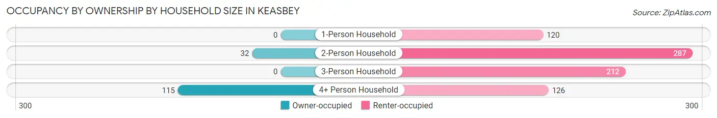 Occupancy by Ownership by Household Size in Keasbey