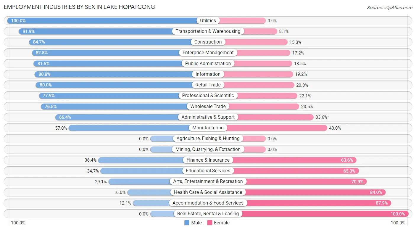 Employment Industries by Sex in Lake Hopatcong