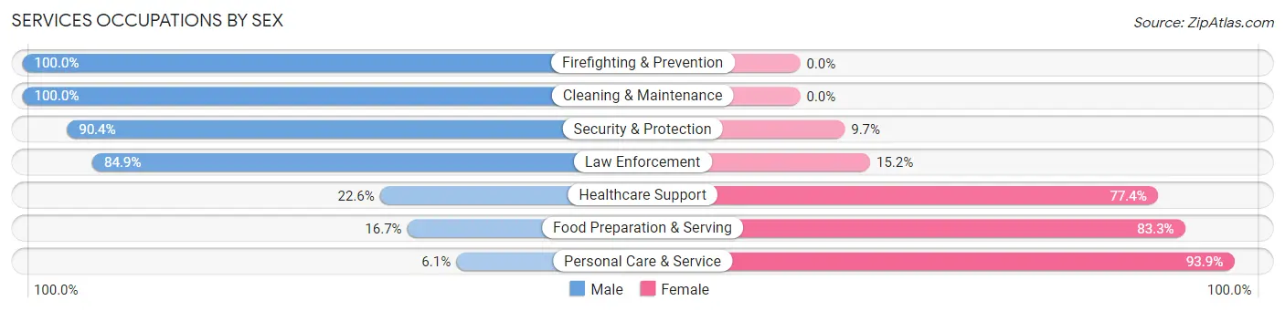 Services Occupations by Sex in Lake Hopatcong