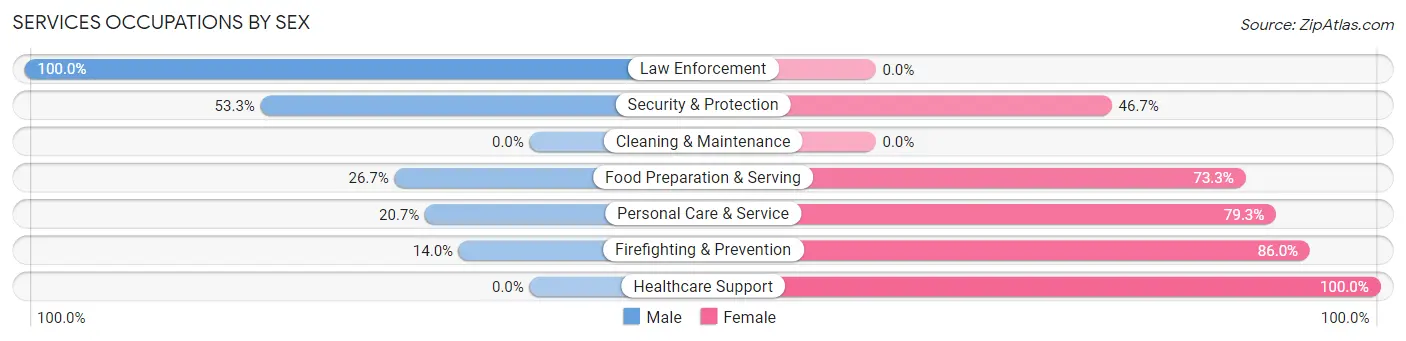 Services Occupations by Sex in Landing