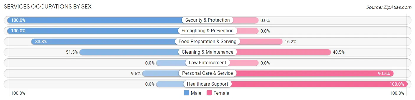 Services Occupations by Sex in Ledgewood