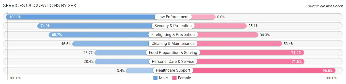 Services Occupations by Sex in Long Branch