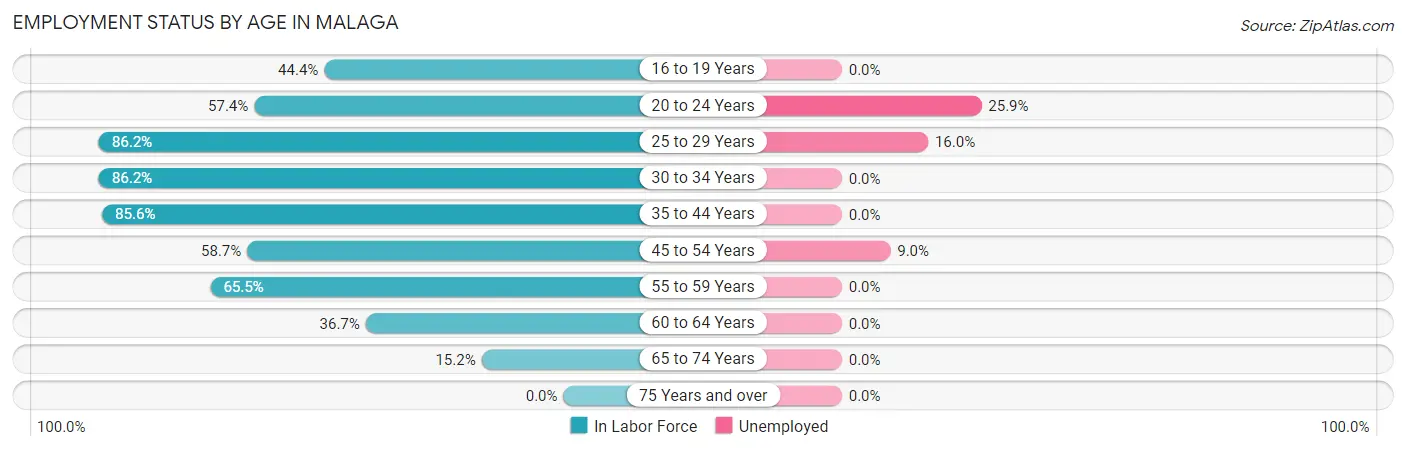 Employment Status by Age in Malaga