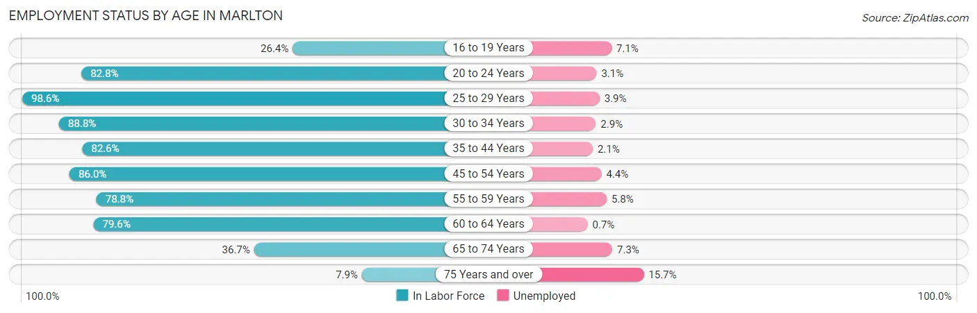 Employment Status by Age in Marlton
