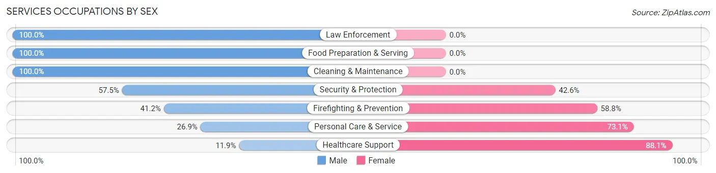 Services Occupations by Sex in Martinsville