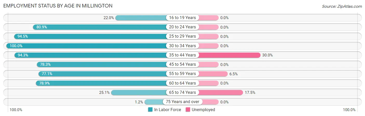 Employment Status by Age in Millington