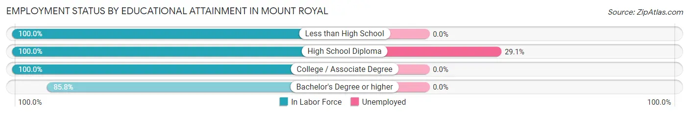 Employment Status by Educational Attainment in Mount Royal