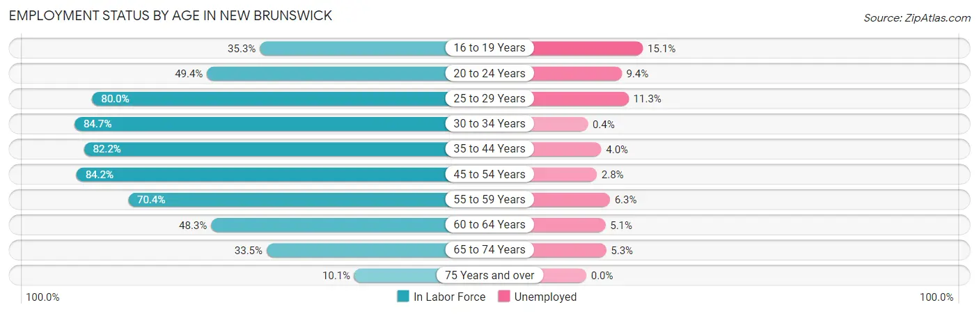Employment Status by Age in New Brunswick
