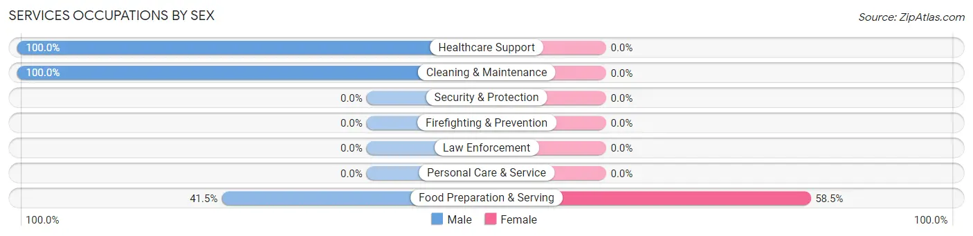 Services Occupations by Sex in Ocean View