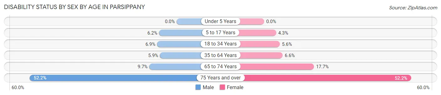 Disability Status by Sex by Age in Parsippany