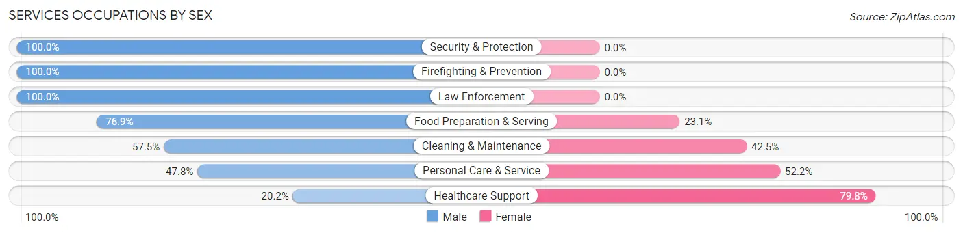 Services Occupations by Sex in Parsippany