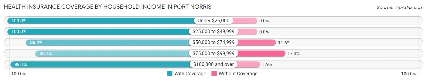 Health Insurance Coverage by Household Income in Port Norris