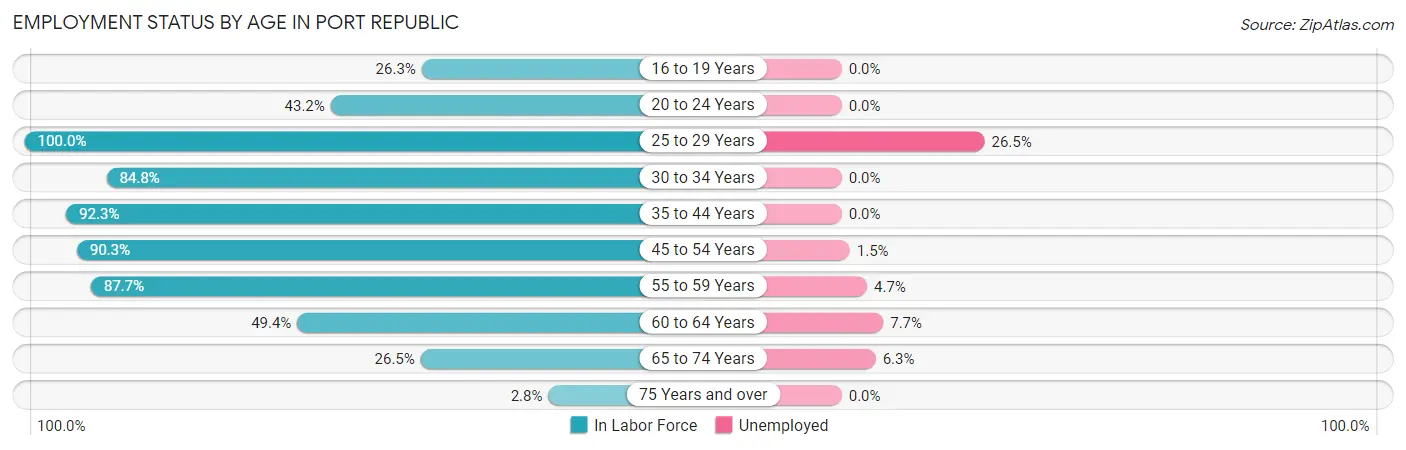 Employment Status by Age in Port Republic