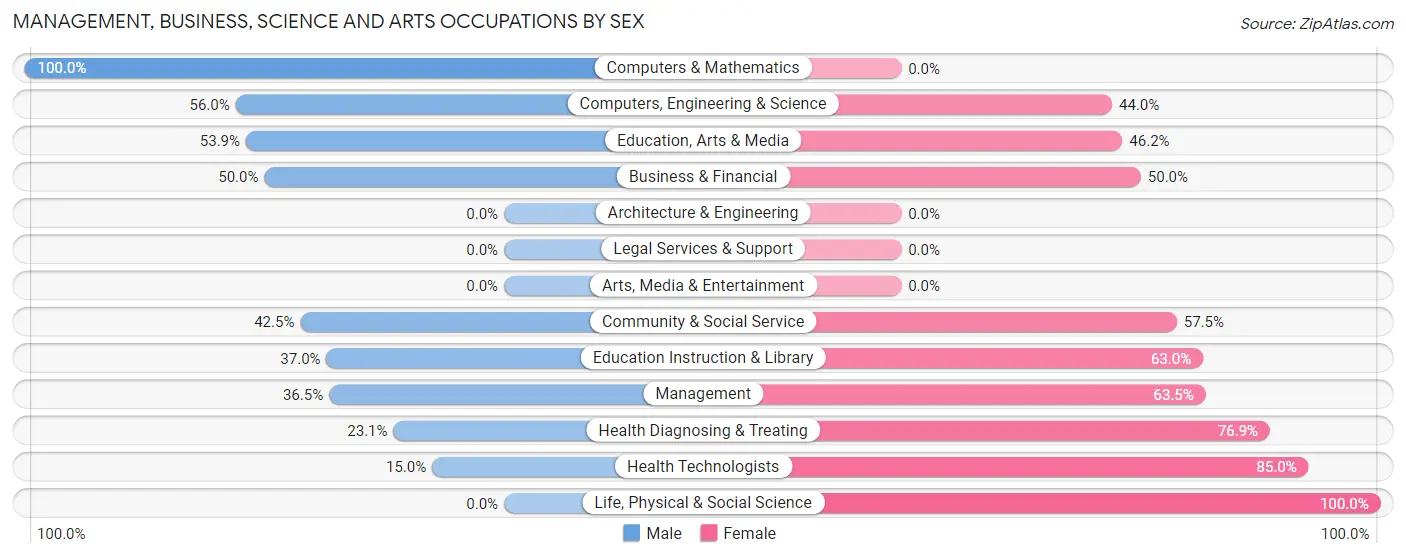 Management, Business, Science and Arts Occupations by Sex in Port Republic