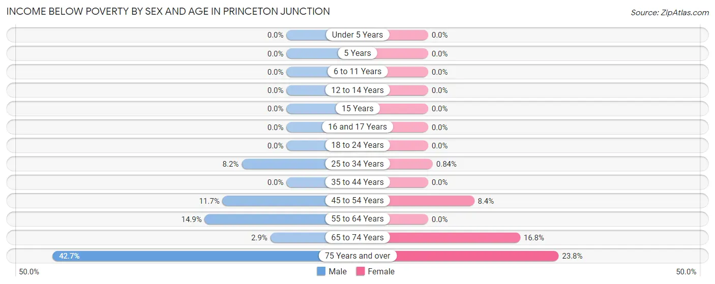 Income Below Poverty by Sex and Age in Princeton Junction